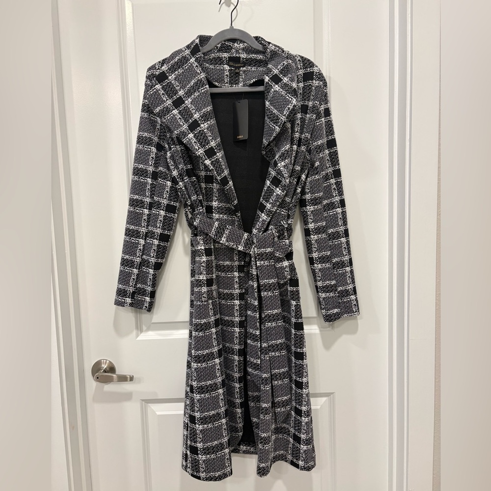 Shinestar Black and White Plaid Coat